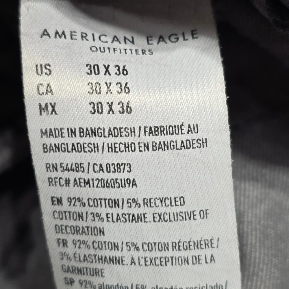 American Eagle Chino Pants Mens 30x36 Gray Next Level Flex Slim Straight Stretch